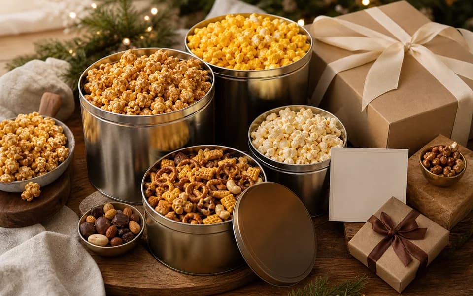 Unbranded snack and popcorn gift scene