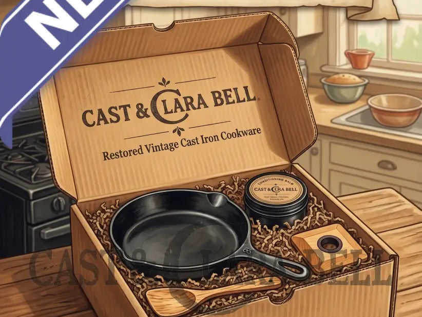 Cast iron cookware gift box example from Cast & Clara Bell