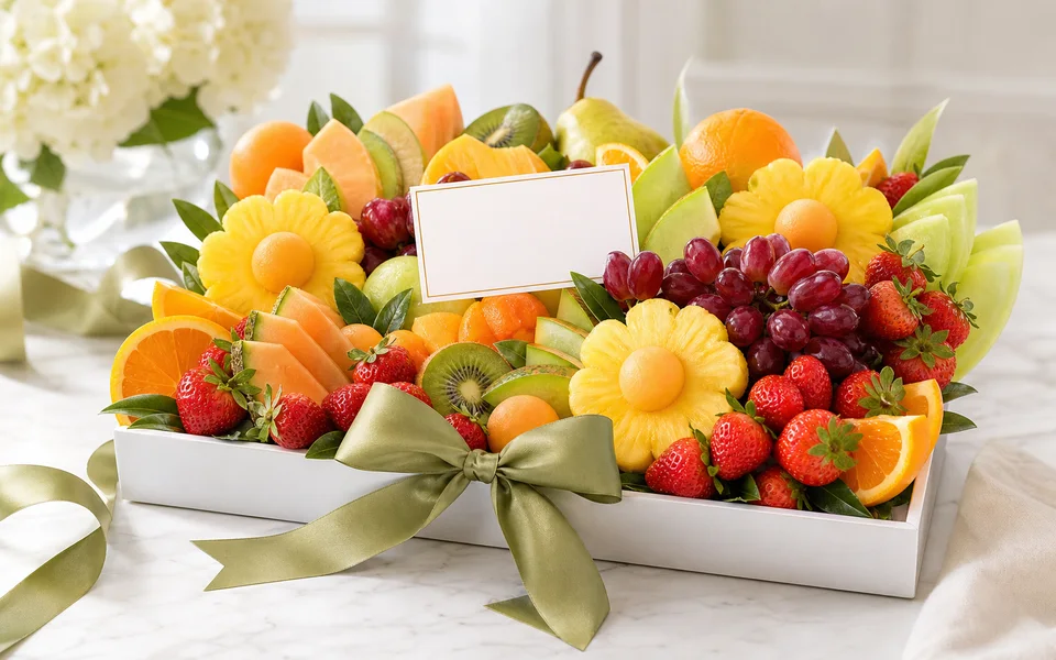 Fresh fruit arrangements visual representing Edible Arrangements