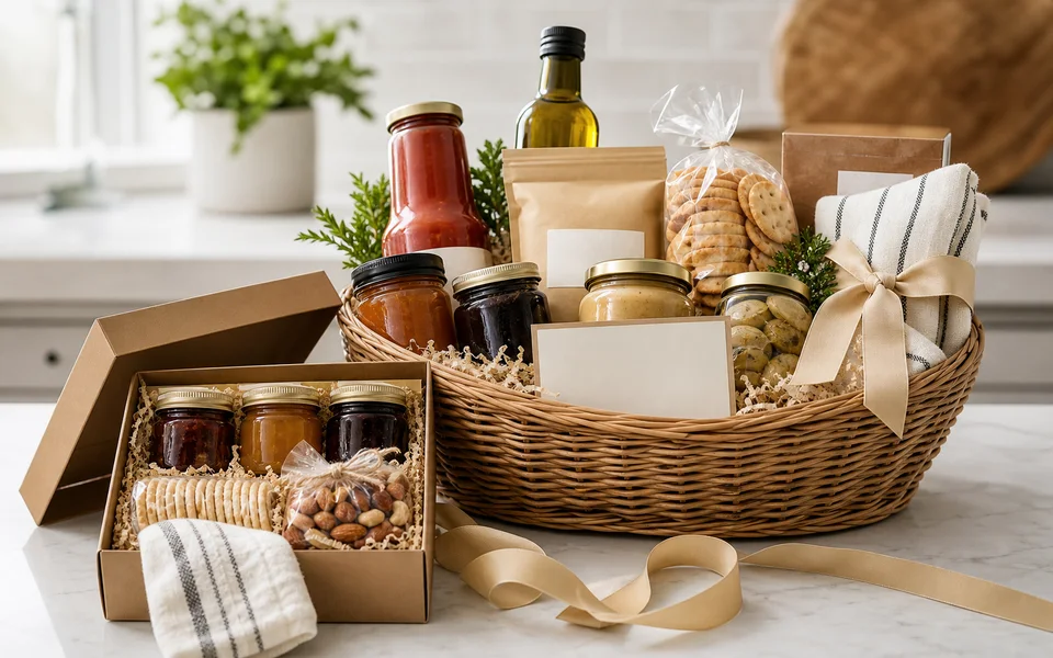 Gourmet pantry gift baskets visual representing Stonewall Kitchen