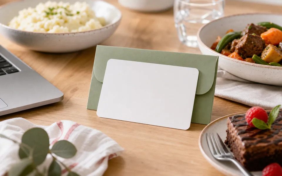 Prepared meal gift cards visual representing Send a Meal