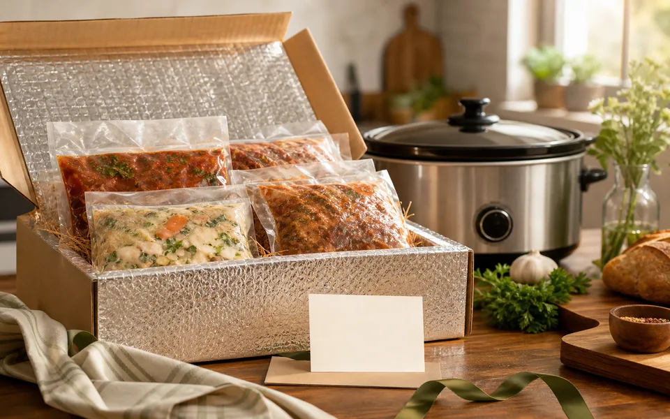 Slow cooker freezer meal gifts visual representing Beehive Meals
